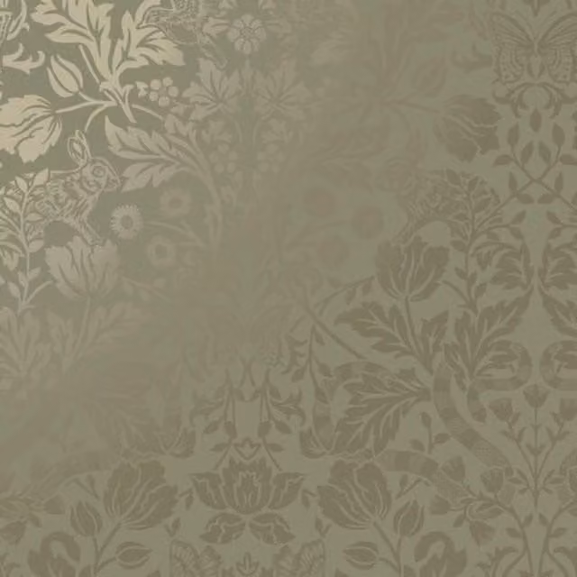Holden Decor Holden Green Metallic Shimmer Mirror Floral Woodland Animals Damask Wallpaper in Grey and Green
