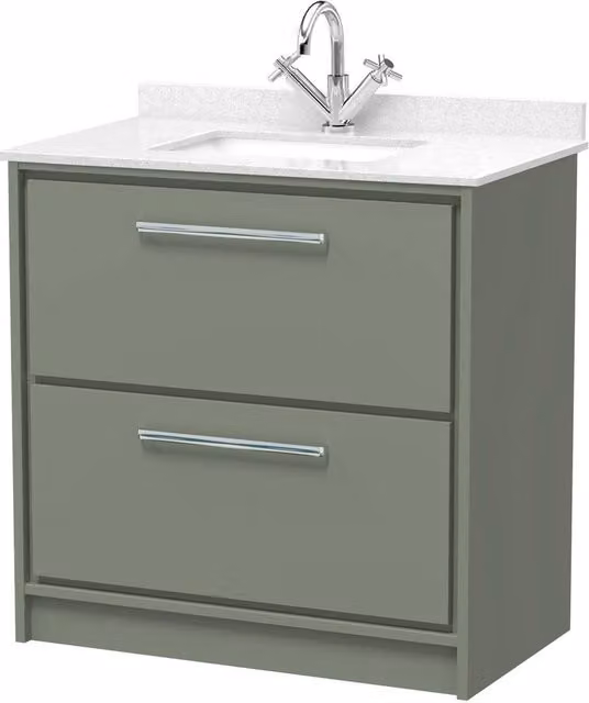 Balterley 800mm Floor Standing 2 Drawer Basin with Marble Worktop, Fern Green
