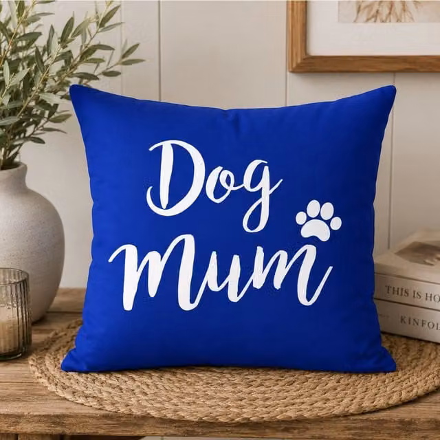 60 SECOND MAKEOVER Dog Mum Cushion Cover in Blue, W/D/H: 40 x 40 x 40 cm