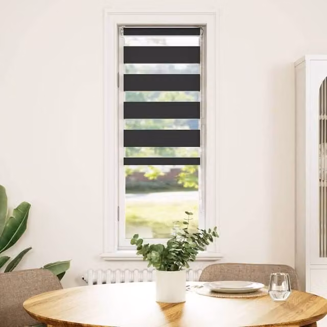 Berkfield Home Black Zebra Day and Night Blind, W: 50 cm, H: 100 cm