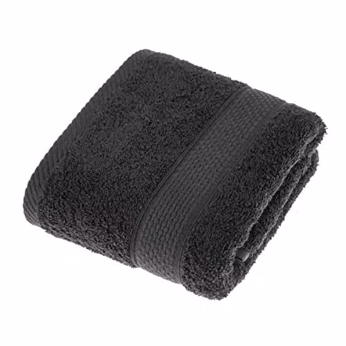 Homescapes Black Turkish Cotton Hand Towel, 500 GSM, Fluffy and Quick-Drying – 1