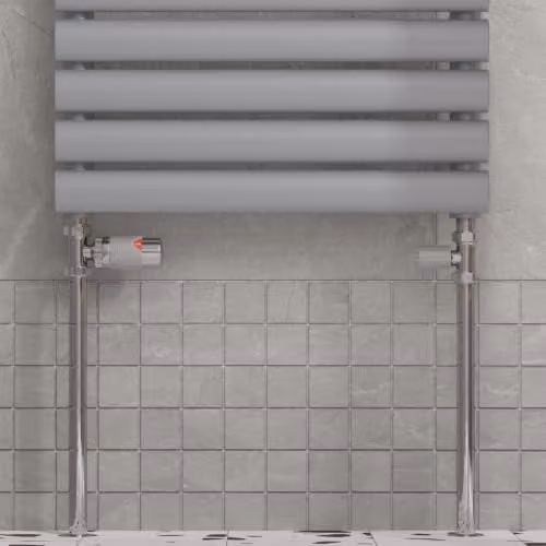 UK Radiators Talus Flair Thermostatic Radiator Valve and Lockshield Installation Kit in Anthracite Corner Silver – 2