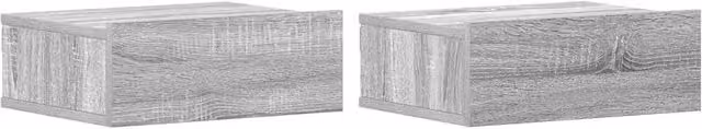 Berkfield Home Set of 2 Floating Nightstands in Grey Sonoma, W/D/H: 40 x 30 x 15 cm