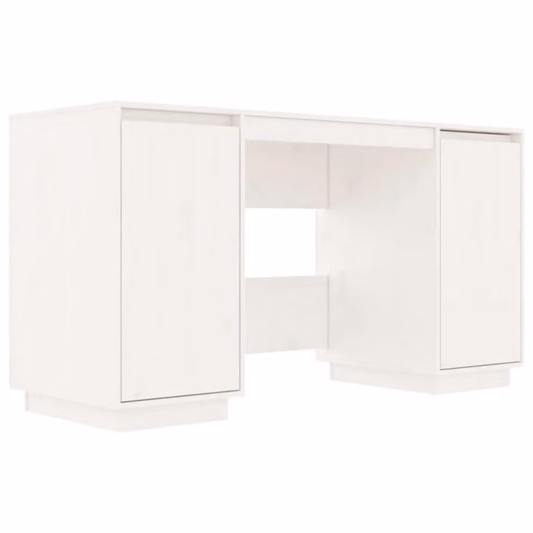 Berkfield Home White Solid Wood Pine Writing Desk, W/D/H: 140 x 50 x 75 cm