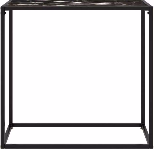 Berkfield Home Modern Black Console Table with Tempered Glass, W/D/H: 80 x 35 x 75 cm