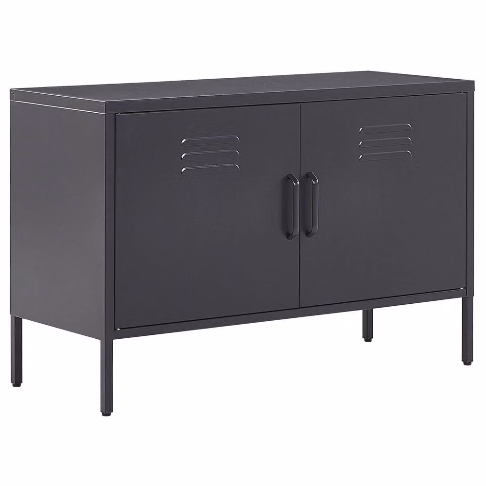 Wyld and Coco 2-Door Industrial Matte Black Steel Sideboard – 2