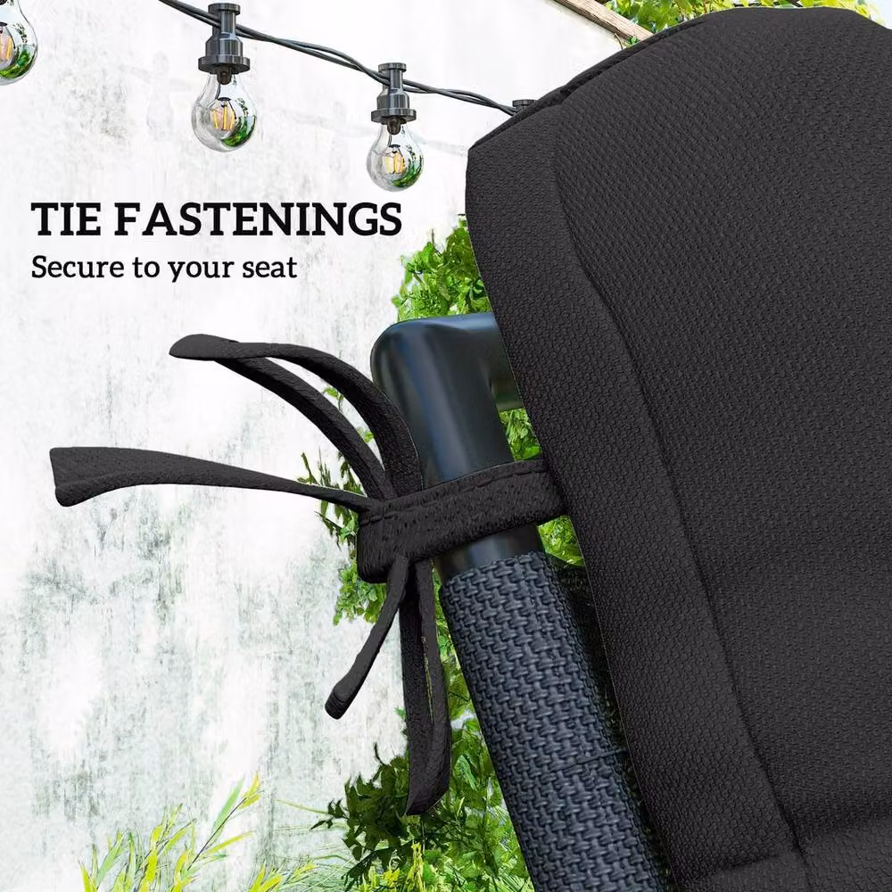 EONLION 2-Piece Black Outdoor Seat Cushion and Backrest Set with Foam Filling, Width: 100 cm – 4