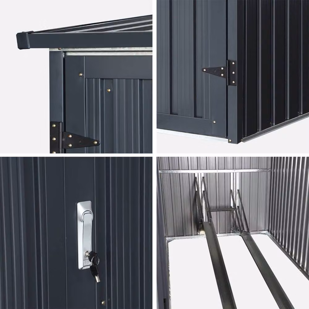 Sweekeek Galvanised Steel Bike Shelter with Anchoring Kit for 2 Bikes, Grey – 4