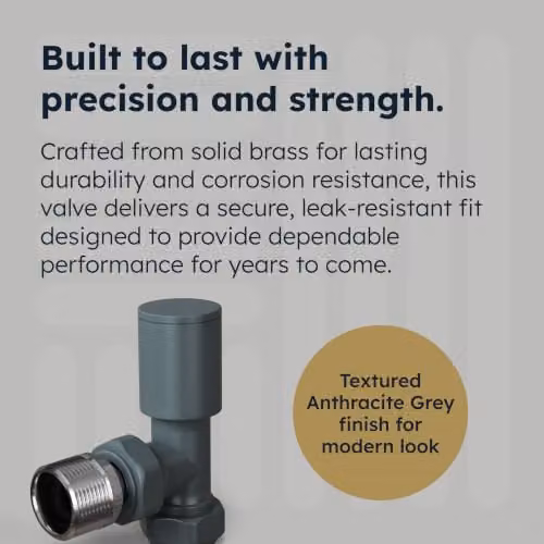 UK Radiators Talus Bold Angled Thermostatic Radiator Valve 1/2" x 15mm in Matt Anthracite Brass – 3