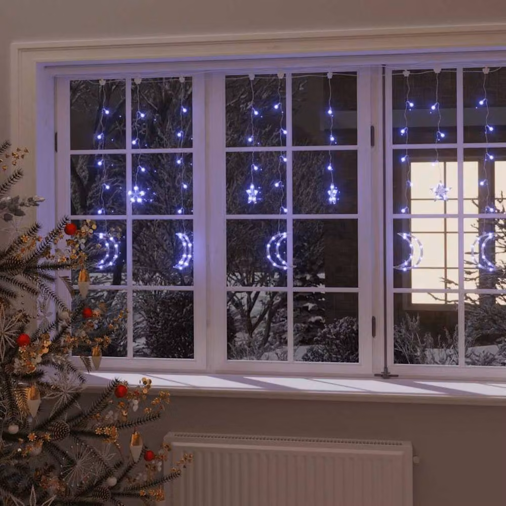 Berkfield Home Star and Moon LED Fairy Lights with Remote Control, Blue – 2