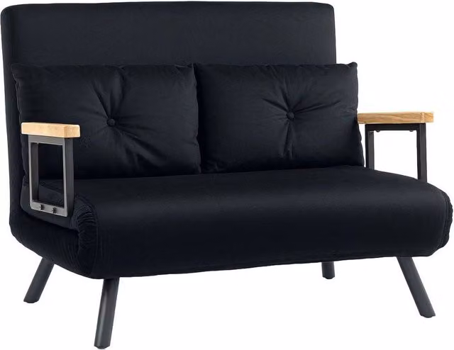 FORGEVIO Black 2 Seater Click Clack Sofa Bed for Living Room and Home Office