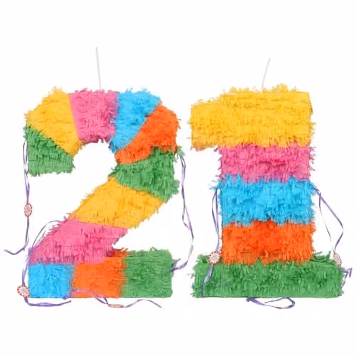 Fax Potato 21st Birthday Pop-Out Piñata and Blindfold Set in Multicolour and Purple – 1