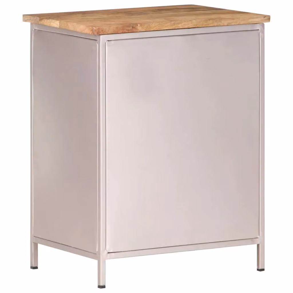 Berkfield Home Rustic Brown Mango Wood Bedside Cabinet W/D/H: 40 x 30 x 50 cm – 4