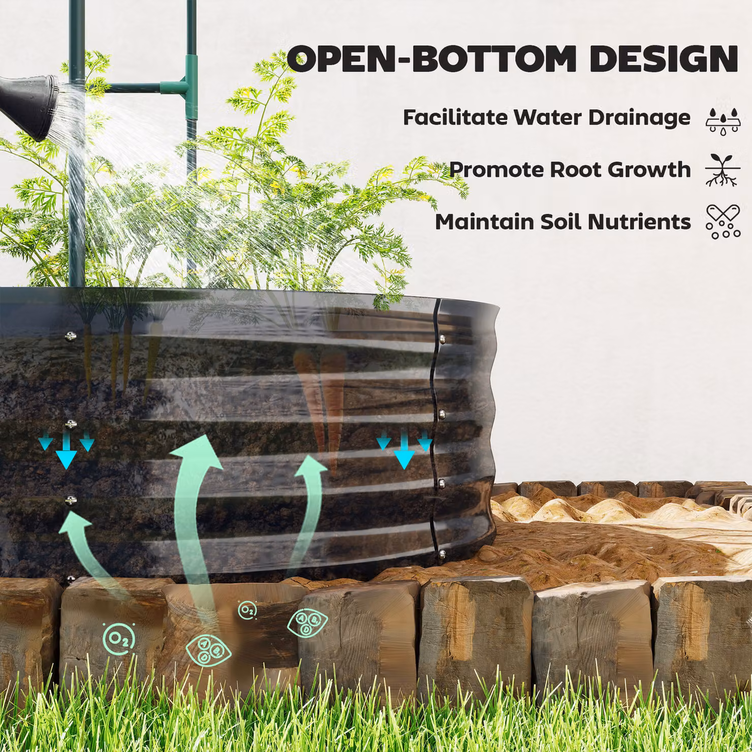 Outsunny Galvanised Steel Raised Garden Bed with Arched Trellis, Dark Grey, W: 152.4 cm, D: 91.44 cm, H: 182.88 cm – 8