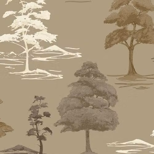 Belgravia Decor Carlotta Tree Champagne Floral and Botanical Wallpaper in Gold and Beige