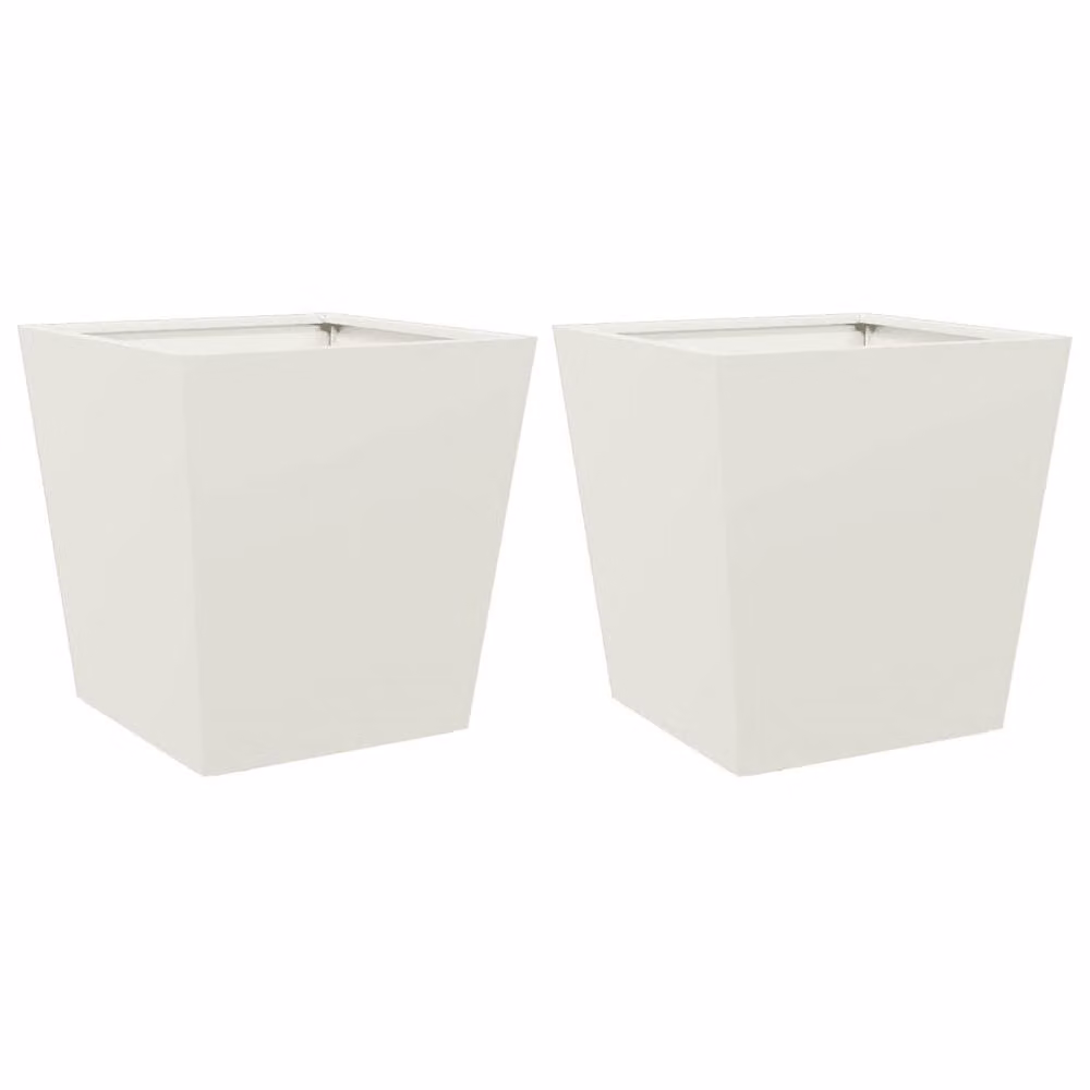 Berkfield Home Garden Steel Planter Tubs, White, 2 Pack, W/D/H: 40 x 40 x 40 cm – 2