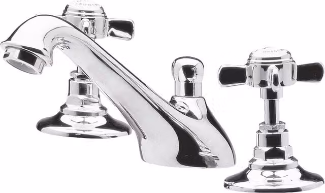 Balterley Kingsey Crosshead 3 Tap Hole Basin Tap with Pop Up Waste in Chrome Silver