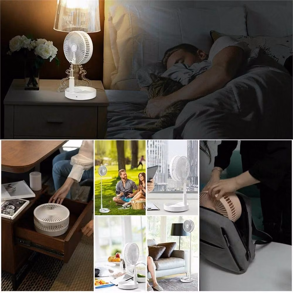 Nordara White USB Rechargeable Foldable Table Desk Fan with Telescopic Stand, H: 130 cm, W: 45 cm – 4