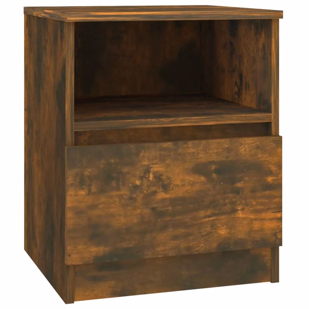 Berkfield Home Set of 2 Smoked Oak Bedside Cabinets in Brown, W/D/H: 40 x 40 x 50 cm – 3