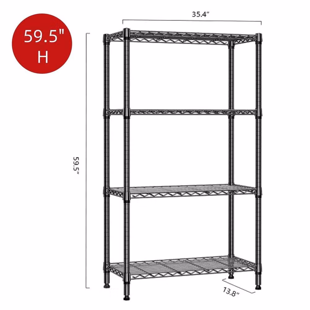 KORVIXA 4 Tier Metal Storage Shelves in Black with Adjustable Shelves – 2