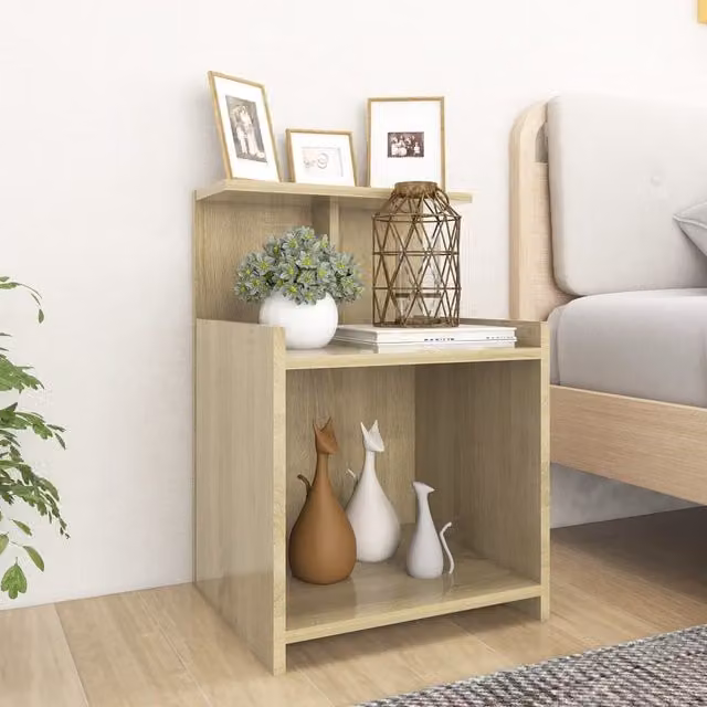 Berkfield Home Set of 2 Sonoma Oak Bedside Cabinets in Brown, W/D/H: 40 x 35 x 60 cm