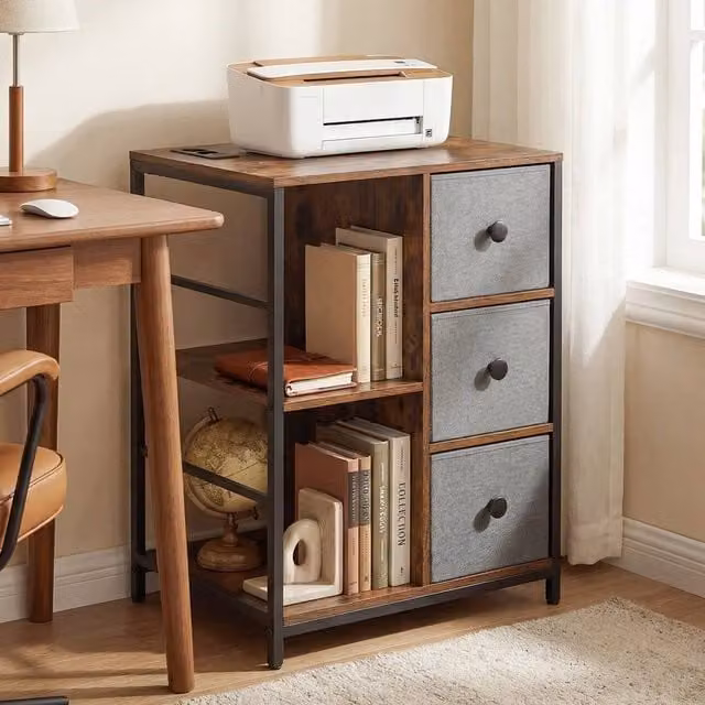 KORVIXA Industrial Grey Freestanding Storage Cabinet with Charging Hub