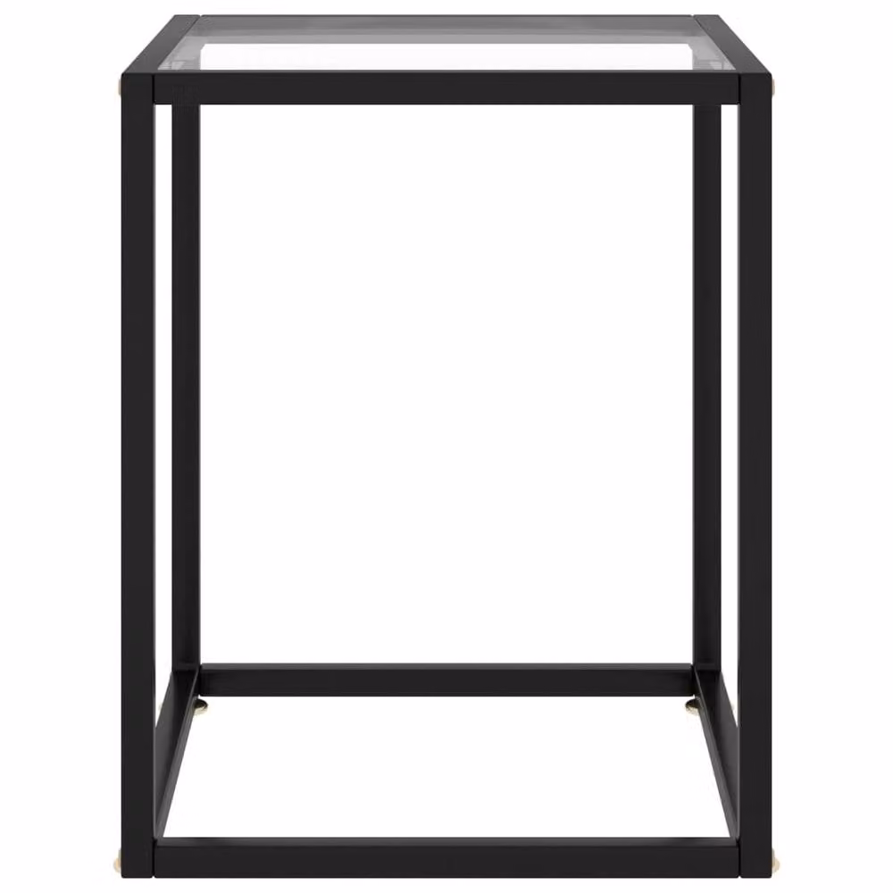 Berkfield Home Modern Square Coffee Table in Black with Transparent Tempered Glass, W/D/H: 40 x 40 x 50 cm – 3