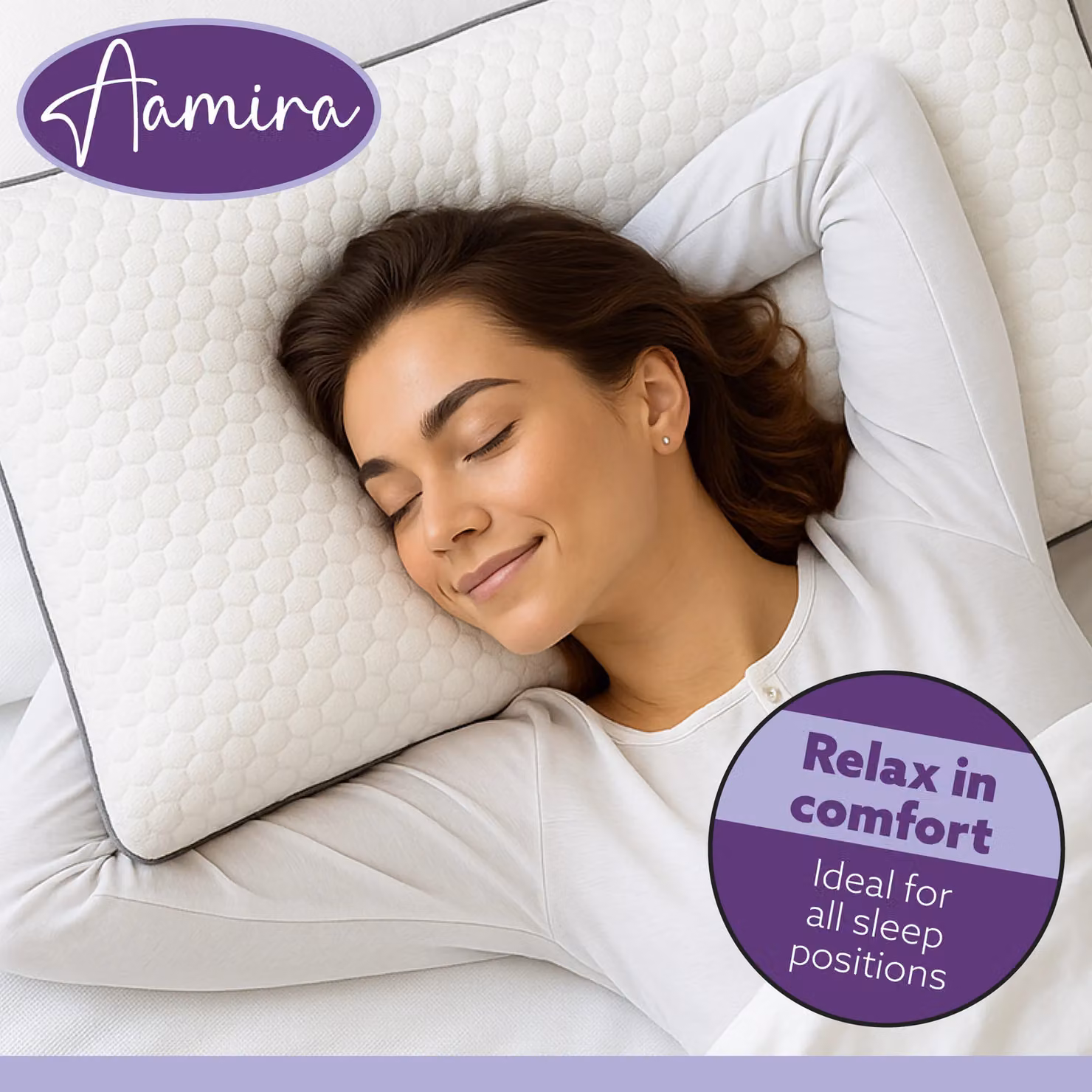 Aamira Premium Orthopaedic Shredded Memory Foam Pillows 2 Pack, White, W: 70 cm x D: 45 cm – 6