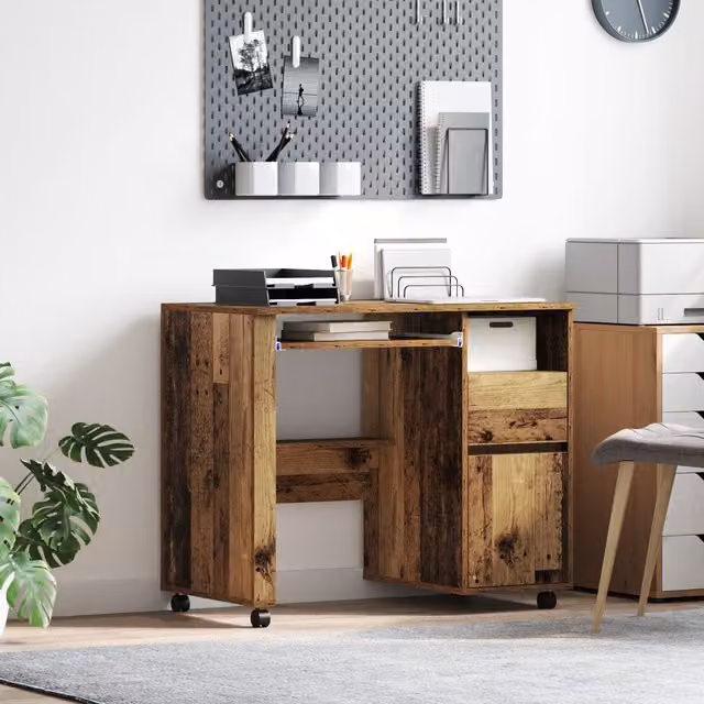 Berkfield Home Brown Rustic Computer Desk with Metal Frame and Particle Board Top – 1