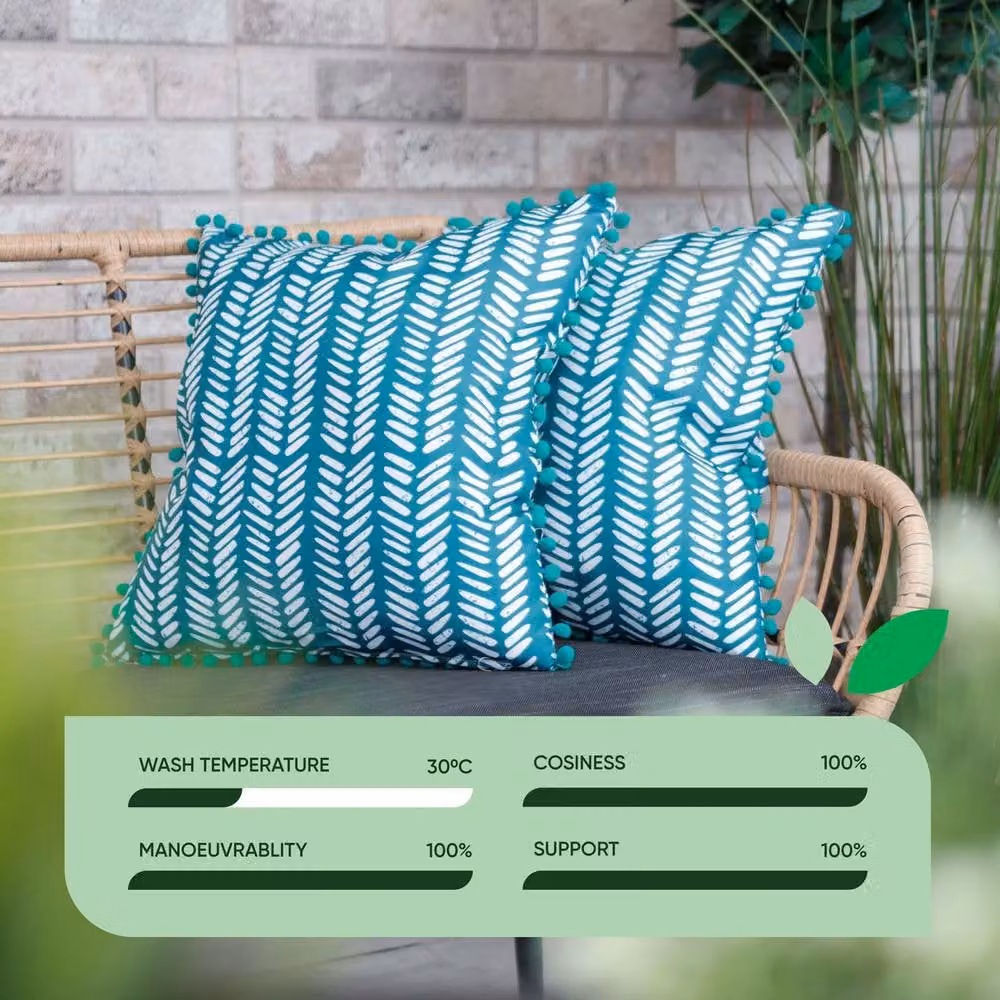 Gardenwize Pack of 2 Square Outdoor Floral Scatter Cushions in Turquoise and Green – 2