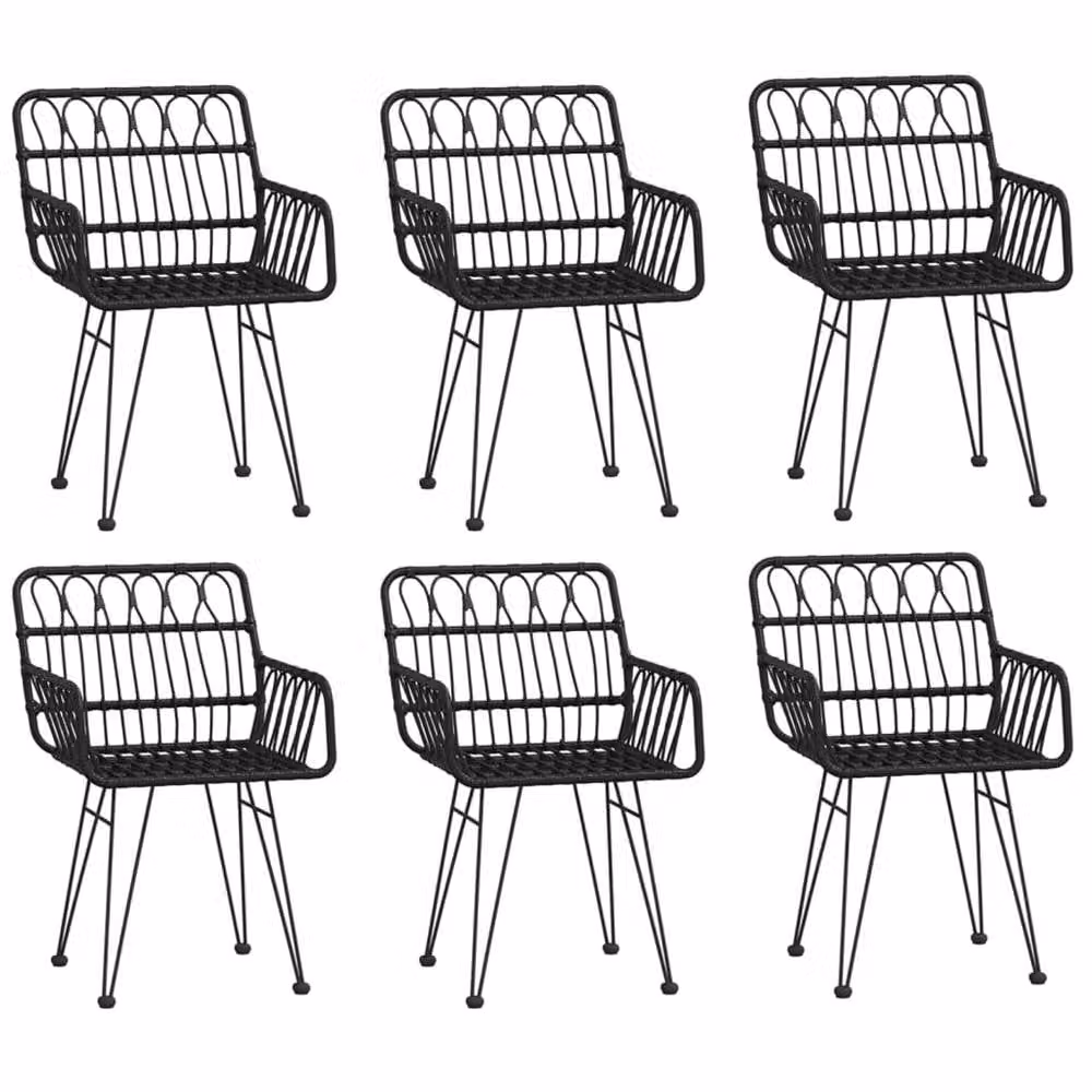 Berkfield Home Beautiful 7 Piece Black Poly Rattan Garden Dining Set – 1