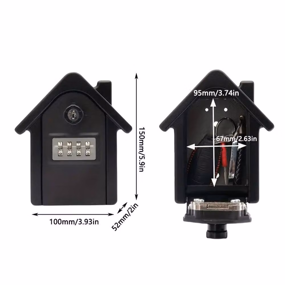 EONLION Wall Mounted Zinc Alloy Key Lockbox with 4 Digit Combination Code in Black – 2