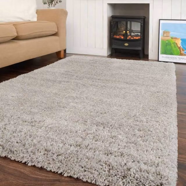 Kukoon Silver Grey Super Soft Shaggy Rectangular Rug, W: 200 cm, D: 290 cm