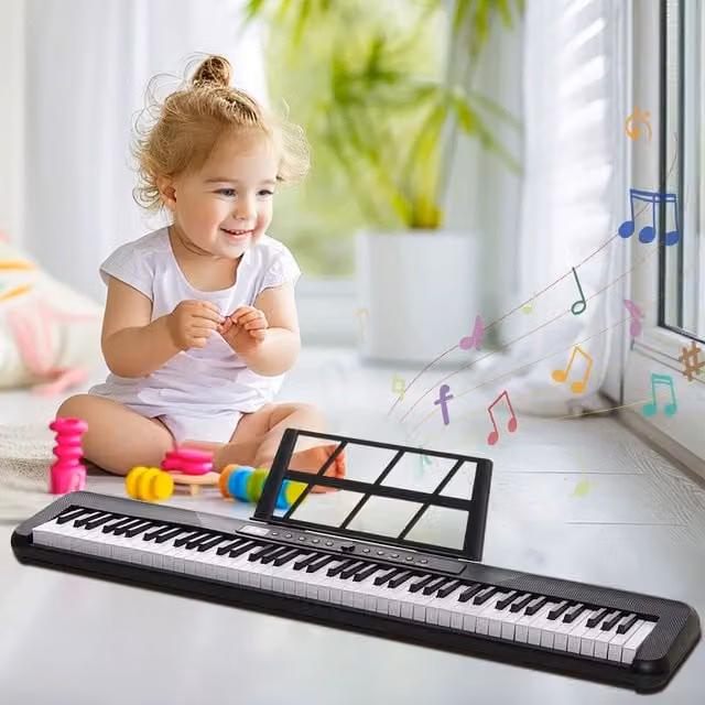 Livingandhome 88 Key Electronic Keyboard with Microphone in Black