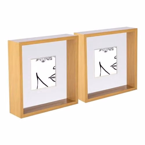 Nicola Spring Square 3D Deep Box Photo Frame in White, Pack of 5, Tabletop or Hanging, W/D/H: 22.5 x 22.5 x 6.0 cm