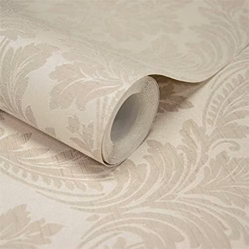 Grandeco Pattano Classical Luxury Damask Floral Wallpaper in Beige – 2