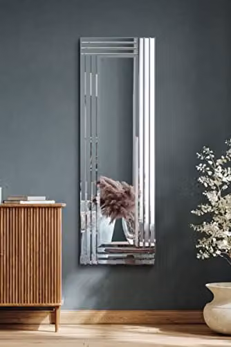 MirrorOutlet Large Frameless Venetian Edge Wall Mirror in Silver, W: 119 cm, H: 38 cm – 1