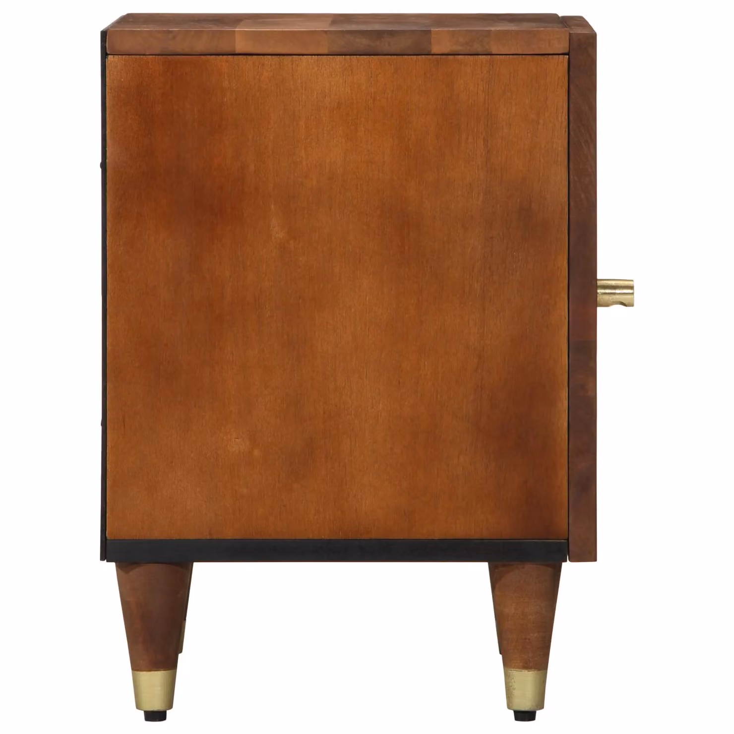 Berkfield Home Solid Wood Bedside Table in Honey Brown with Gold Accents – 4