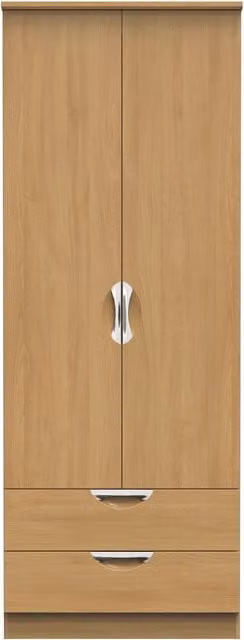 2 U Holborn Ready Assembled 2 Door 2 Drawer Wardrobe in Brown