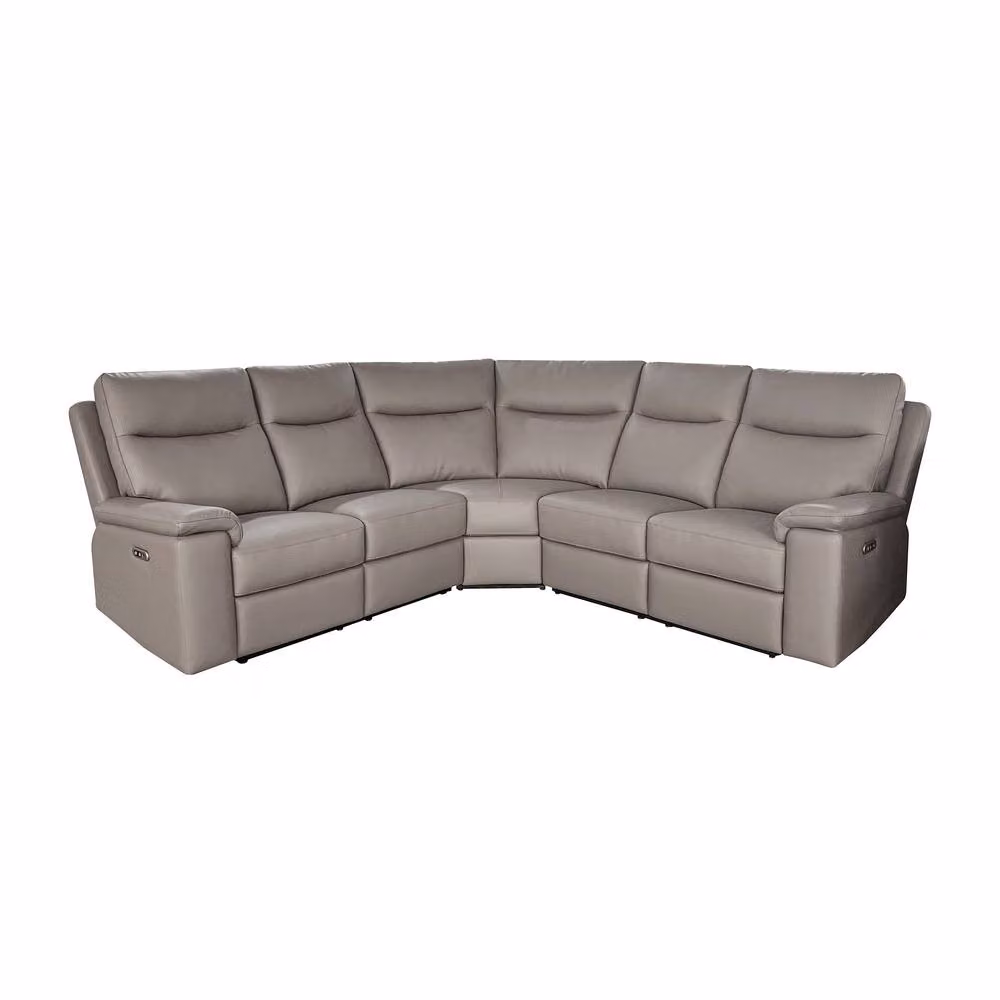Aspire Marlowe Real Leather Power Recliner 2C2 Corner Sofa with USB Charging in Grey – 2