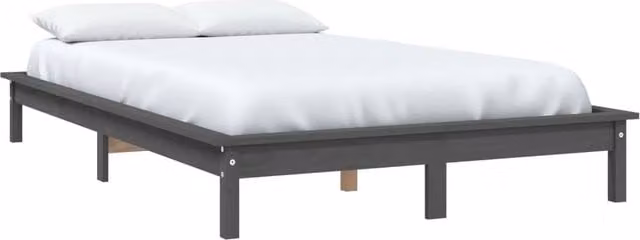Berkfield Home Beautiful Bed Frame in Grey Solid Pine, W/D/H: 160 x 200 cm