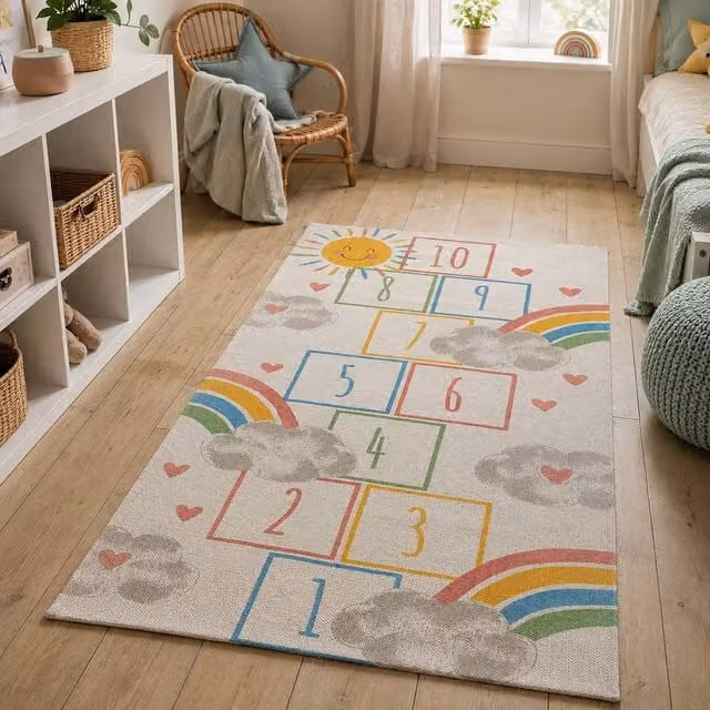 Marco Paul Baby Rainbow Hopscotch Rug, Multicolour, W: 70 cm, L: 140 cm – 1
