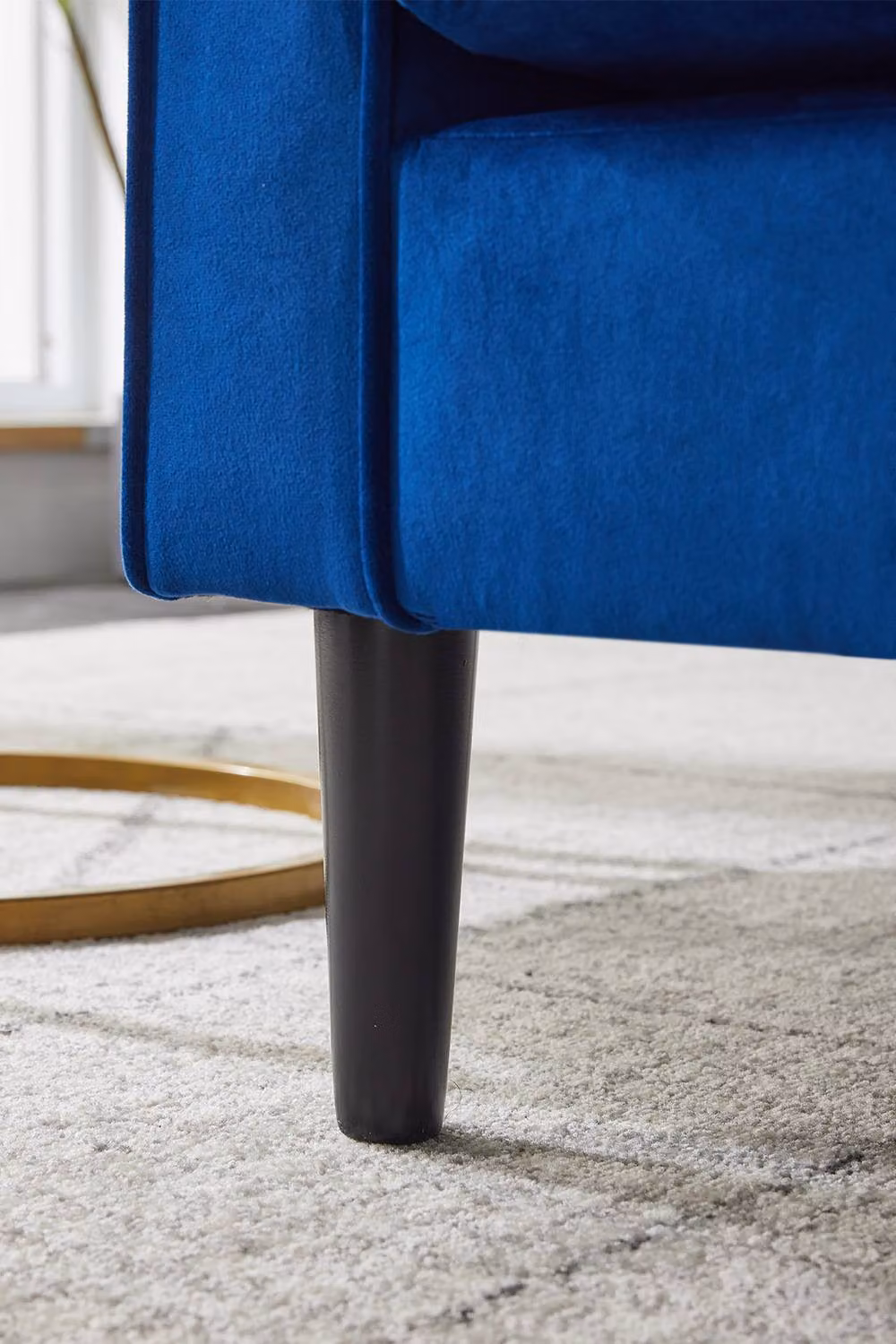 Living and Home Mid-Century Blue Velvet and Fabric Single Armchair – 3