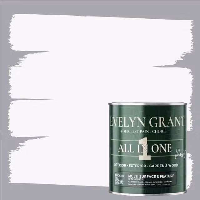 Evelyn Grant All-In-One Multi-Surface Indoor and Outdoor Matt Paint, Brilliant White, 2.5L – 1