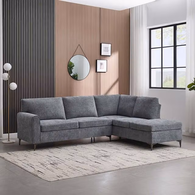More4Homes Roma 4 Seater L-Shape Fabric Corner Sofa in Grey