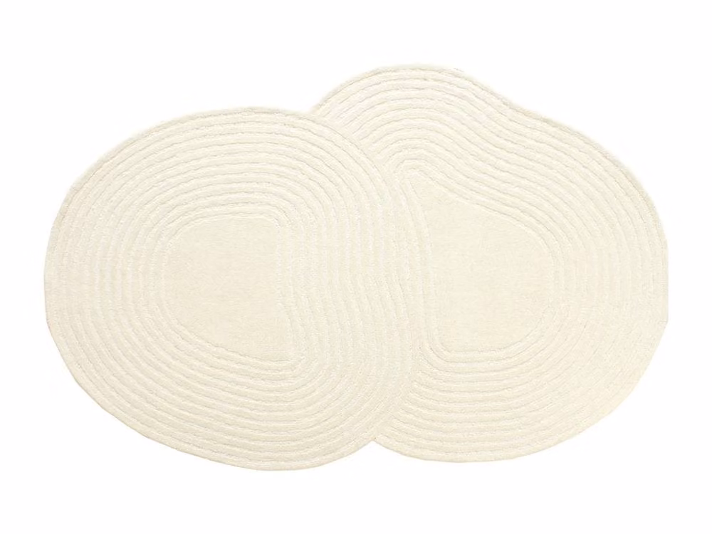 Vente-unique Hand-Tufted 100% Wool Abstract Organic Rug in White, W: 120 cm, L: 160 cm – 2