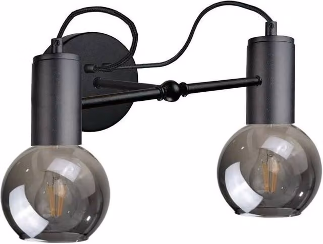 Netlighting Liv Modern Wall Lamp in Black with 2x E27 Sockets, Diameter: 25 cm