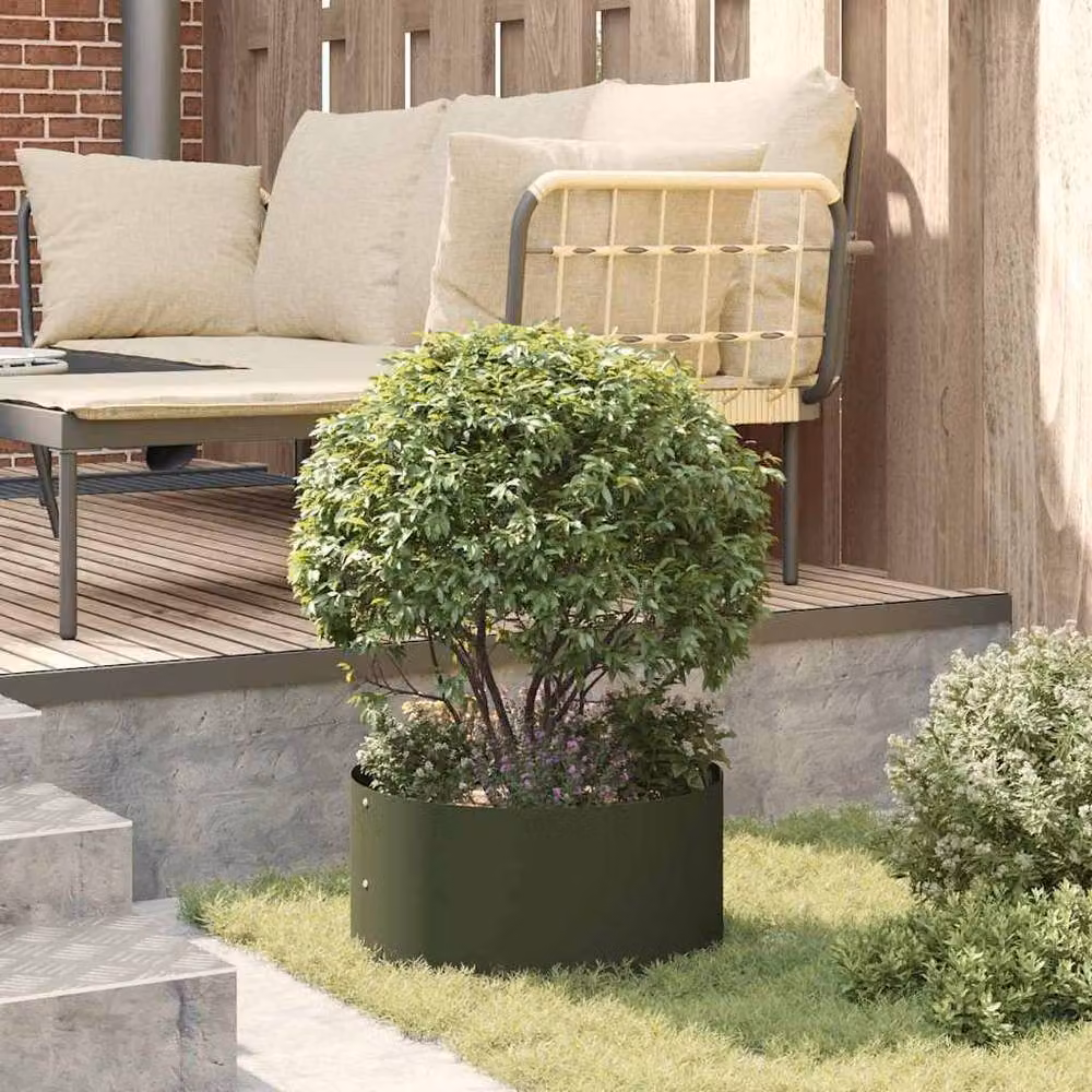 Berkfield Home Metal Planter Tub in Olive Green, Medium – 3