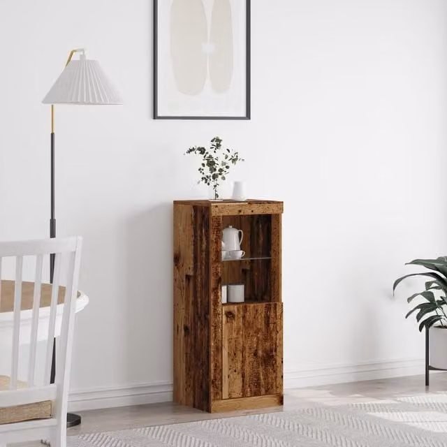 Berkfield Home Rustic Brown Wood Sideboard with Integrated LED Lighting, W/D/H: 41 x 37 x 100 cm – 1