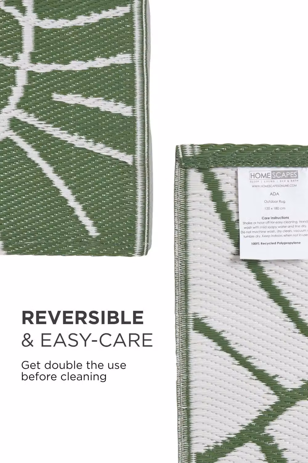 Homescapes Luxury Outdoor Rug in Green and White Ada Floral, Reversible and UV Resistant, W: 150 cm, D: 240 cm – 5